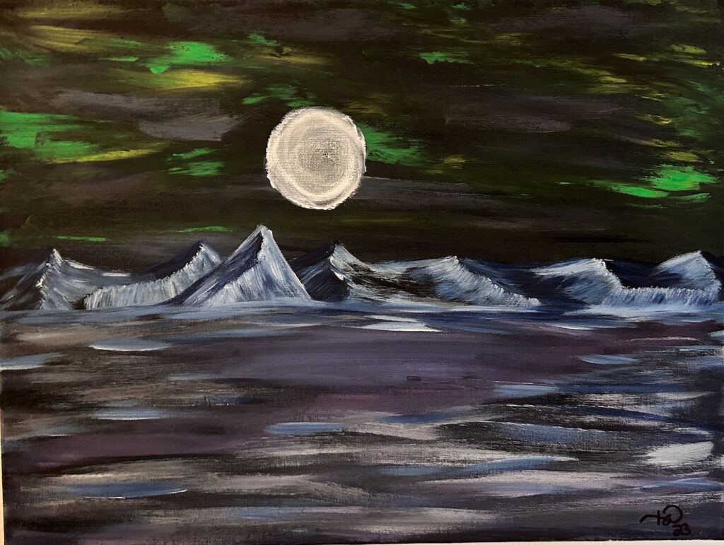 Cold Moon – Northern Lights in the Mountains